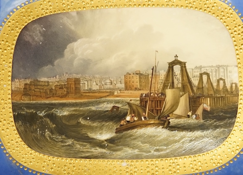 A unique Doe & Rogers of Worcester decorated H & R. Daniel dessert dish painted with a View of the Chain Pier, Brighton, Shrewsbury pattern, c.1830. Illustrated Berthoud, M. The Daniel Table Ware Patterns, p15, pl.149. C